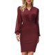 thumbnail image 2 of Vestidos Para Mujer Otoño Primavera Y Otoño Vestido de Manga Larga Con Cuello en V Apretado Plisado Negocios Elegante Costura Lápiz Falda Odeerbi  ODB147987, 2 of 8