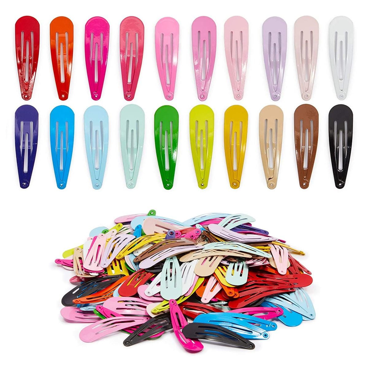 200 Count Colorful Hair Barrettes for Girls and Women, Cute Snap Clips  Accessories, 20 Colors 
