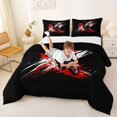 thumbnail image 3 of Castle Fairy Graffiti Dirt Bike Full Size Comforter Sets 3 Pieces for Kids, Red Splash Design Bedding Sets for Bedroom, Red Black,Black Reversible, 3 of 6