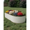 thumbnail image 1 of Planter Box Set – Galvanized Steel Gazebo Raised Oval Beds – Rust-Resistant – for Outdoor Gardening, Vegetables, Flowers & Herbs – Tool-Free Assembly – Open Base – 2 Pack – Beige – 300x120x45cm, 1 of 6