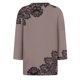 thumbnail image 5 of camiseta casual con cuello redondo y manga 3/4 para mujer, camiseta estampada holgada, top para mujer, marrón/s, 5 of 5
