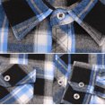 thumbnail image 3 of Men’s Premium Cotton Button Up Long Sleeve Plaid Comfortable Flannel Shirt (#6 - White/Blue/Black, L), 3 of 3