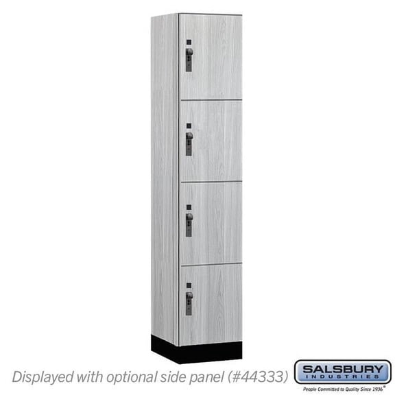 Salsbury Industries 15-44168ST 15 in. Wide Premier Wood Locker - Four Tier - 1 Wide - 6 ft. High - 18 in. Deep - Silver Teak - Hasp