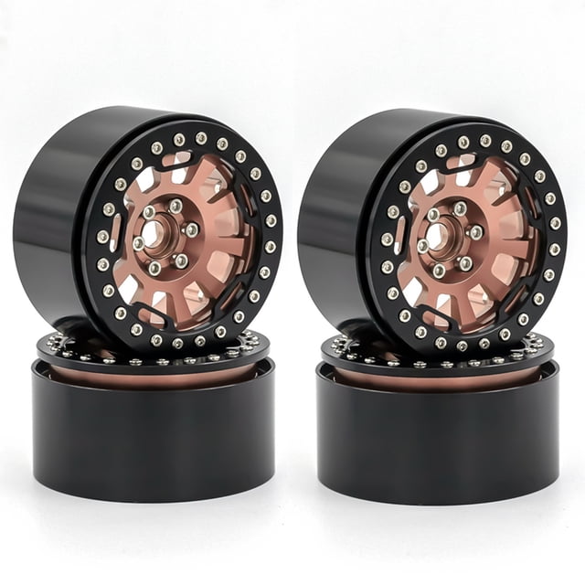 Aluminum Alloy Wheel Rim Beadlock 2.2in Wheel Rims Hub 4pcs Replacement for 110 18 TRX4 90046 90047 RR10 RC Car