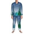 thumbnail image 3 of Salouo Christmas Trees Print Button-Front Long Sleeve Pajama Set for Men, Soft 2Pjs Men's Long Sleeve Sleepwear-Medium, 3 of 7
