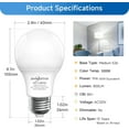 thumbnail image 2 of SHINESTAR A19 LED Light Bulb, 60 Watt Light Bulbs 5000K Daylight White, E26 Standard Base, Non-Dimmable, 6-Pack, 2 of 8