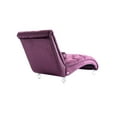 thumbnail image 3 of Chaise Lounge Chair, Velvet Leisure Accent Couch with Throw Pillow, Clear Acrylic Feet & Upholstered Backrest, Luxury Armless Sofa for Living Room Bedroom Office, Purple, 3 of 7