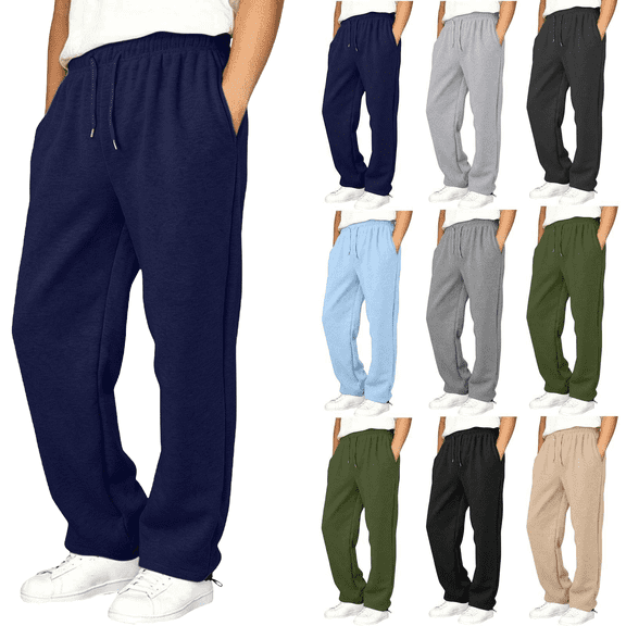 Sweatpants for Boys Fall Winter Elastic Waist Sports Sweat Pants Athletic Relaxed Fit Joggers with Side Pockets