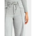 thumbnail image 4 of Time and Tru Women's and Women's Plus Relaxed Tie Waist Wide Leg Jeans, 31" Inseam, Sizes 0-20, 4 of 5