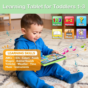 Richgv Kids Learning Tablet Trilingual Learning Pad, Educational Montessori Toy Interactive Musical Toys for 1 Year Boys Girls