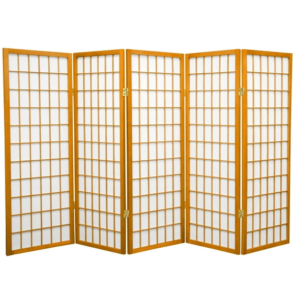 4 ft. Tall Window Pane Shoji Screen - Honey - 5 Panels