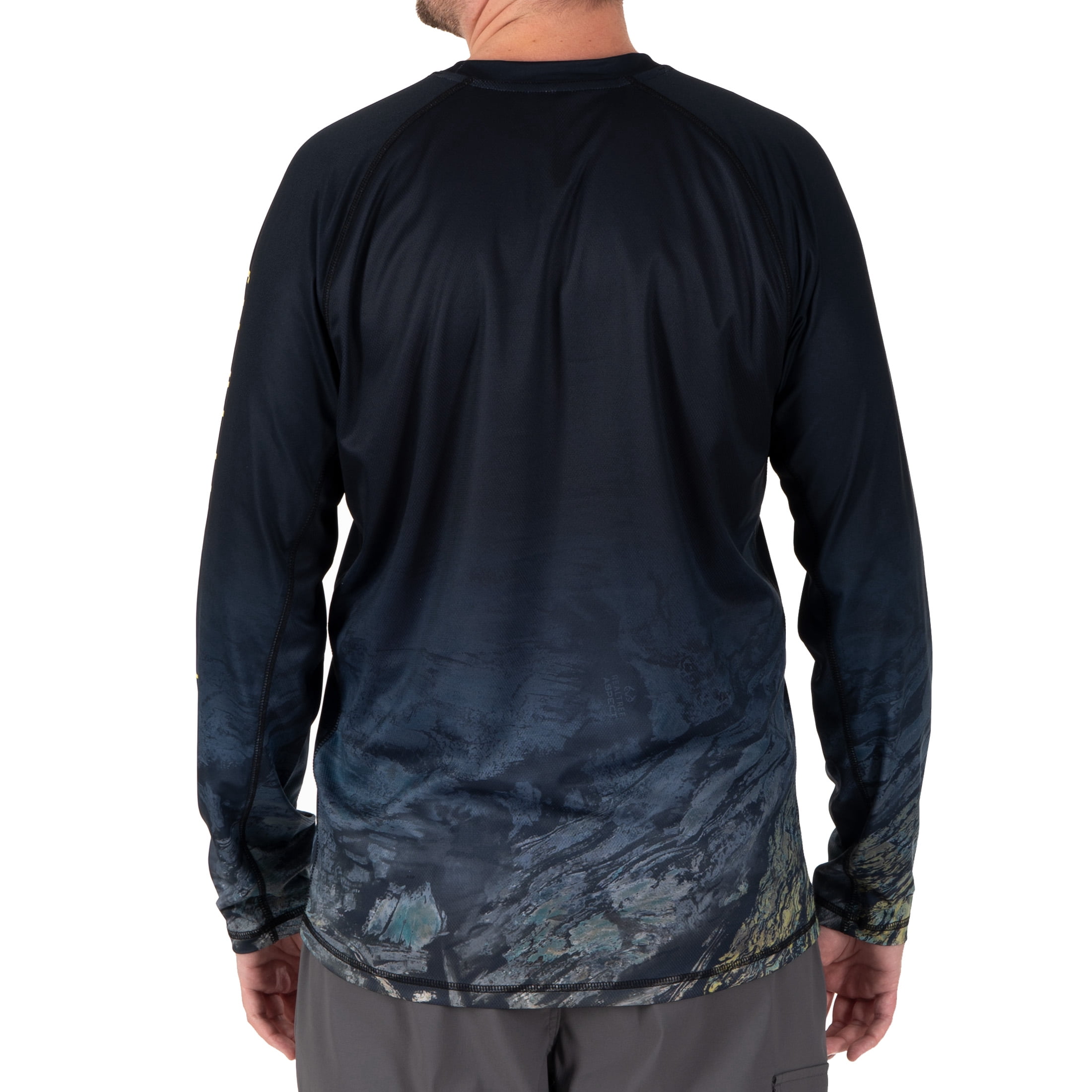 Realtree Men's Long Sleeve Performance Fishing Tee, Deep Ocean, M