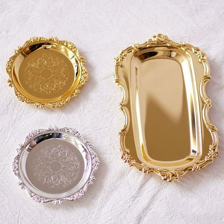 

Raindrops 2Pcs Silver Square Stainless Steel Fruit Dessert Plates for Wedding Celebration Elegant European Style 3.93x3.93in