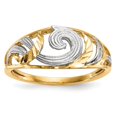 thumbnail image 6 of 14K Rhodium Plated Yellow Gold & Rhodium w/White Rhodium Polished & D/C Swirls Ring Size 7, 6 of 6
