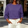 thumbnail image 5 of VEKDONE Cropped Knit Sweatshirts for Women Fall Long Sleeve Crewneck Loose Fit Crop Pullover Tops Fashion Solid Color Basic Sweatshirt Purple XL, 5 of 7