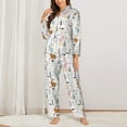 thumbnail image 2 of Yiaed Fall Rabbit Print Pajamas Women's Long Sleeve Sleepwear Soft Button Down Loungewear Pjs Lounge Set Nightwear Womens Pajama Pants-X-Large, 2 of 7