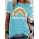 thumbnail image 1 of Camiseta de mujer de manga corta y cuello redondo con estampado de arcoíris Good Vibes, 1 of 4