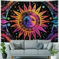 thumbnail image 4 of Creowell  Burning Sun Tie Dye Tapestry, Celestial Sun Moon Star Planet Bohemian Poster Tapestry Tarot Wall Hanging Boho Hippie Hippy Beach Coverlet Curtain 40x30inch, 4 of 6