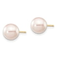 thumbnail image 2 of Real 14kt Yellow Gold 7-8mm Round White Saltwater Akoya Cultured Pearl Stud Post Earrings; for Adults and Teens; for Women and Men, 2 of 3