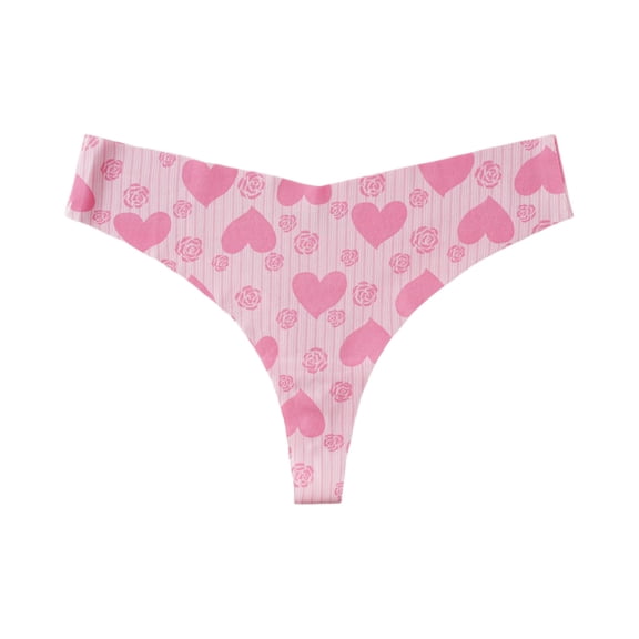 WULMLEO Valentines Seamless Thongs For Women G-String Ladies Thongs Comfortable No Show Sexy Stretch Soft Panties Pink S
