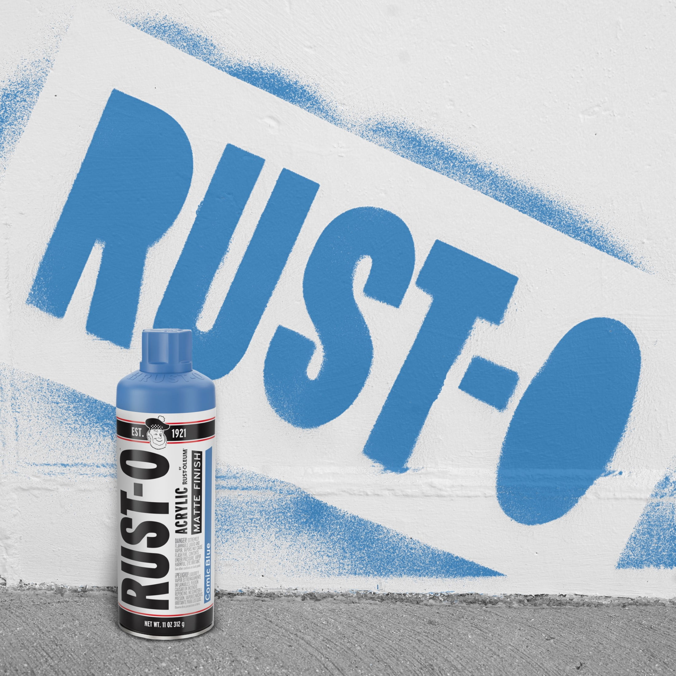 6 Pack, Comic Blue, Rust-Oleum Rust-O Acrylic Matte Spray Paint-392200, 11 oz