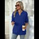 thumbnail image 4 of de Larga con Cuello en V para Mujer, Sudaderas Ligeras, Ropa de Moda de Otoño 2025. Azul Real L, 4 of 10
