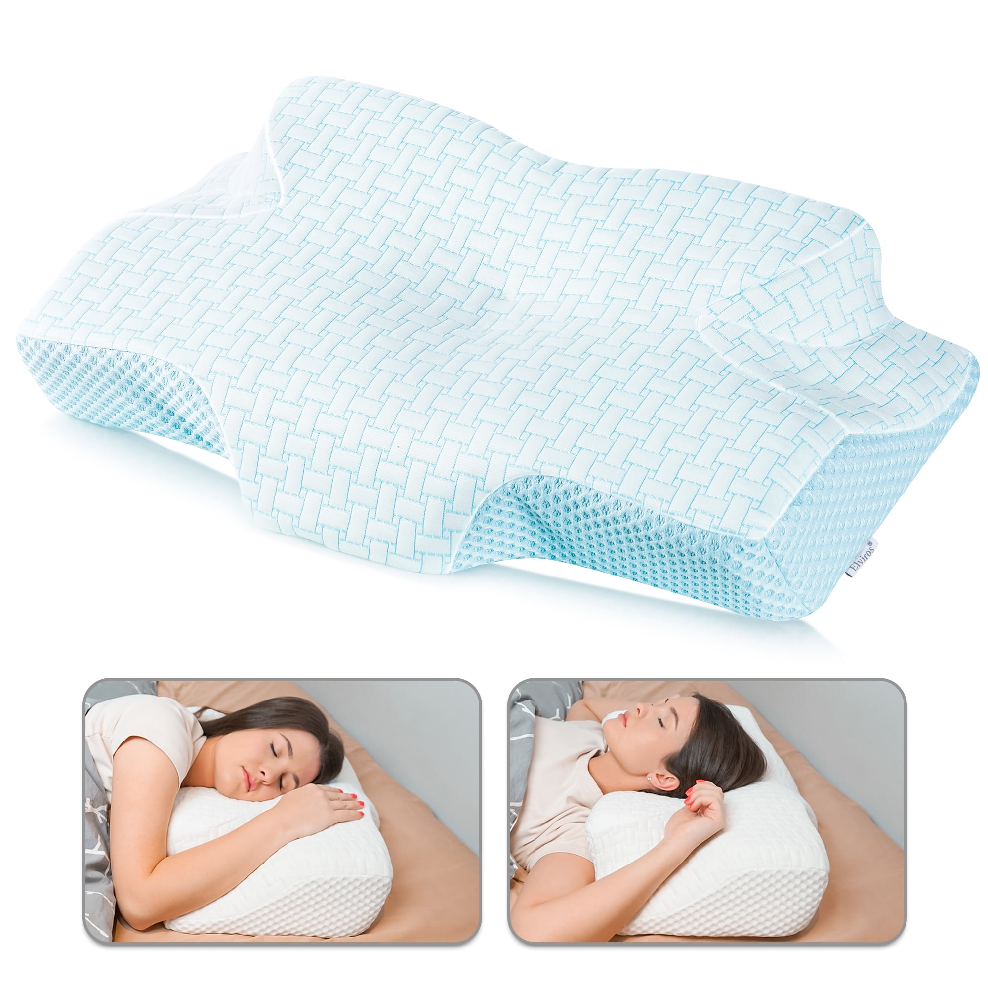 Elviros Cervical Memory Foam Pillow Contour Pillows for Neck and Shoulder Pain 
