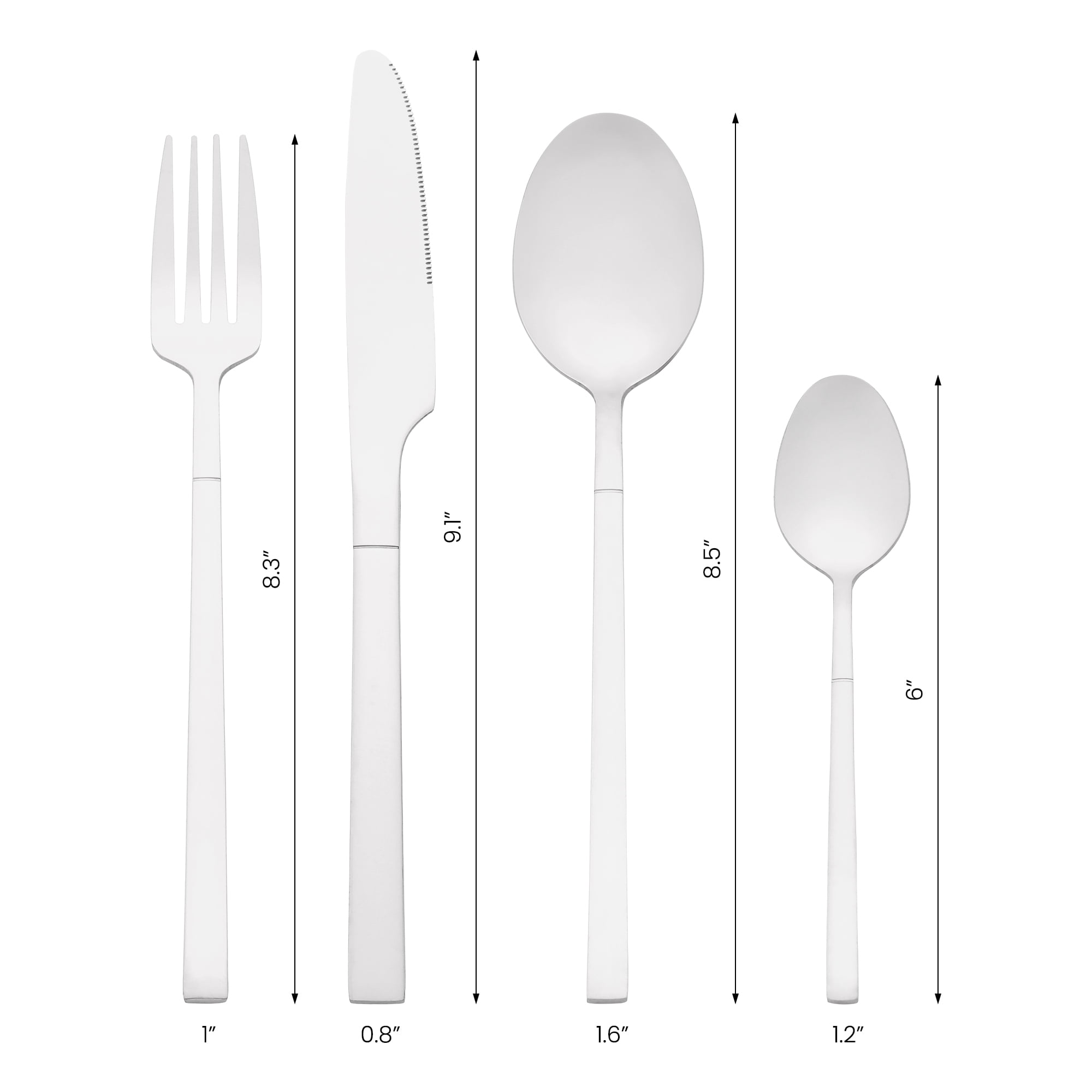 Unique Bargains 24 Piece Silverware Set Stainless Steel Flatware Set for 6 Silver