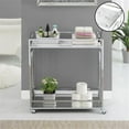 thumbnail image 4 of Pemberly Row Chrome Metal Faux Marble Mirrored Bar Cart with Shelf, 4 of 11