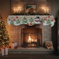 thumbnail image 4 of Rustic Christmas Snowman Fireplace Mantle Scarf, Xmas Balls Stocking Tree Gifts Mantel Cover Table Runner for Home Living Room Door Window, Indoor Outdoor Holiday Party Decor 17" x 60", 4 of 8