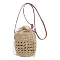 thumbnail image 1 of Bolsa tipo cubo de verano para mujer bandolera tejida con cordón para viaje (beige) Tmvgtek Para Estrenar, 1 of 9