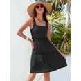thumbnail image 3 of Vestido Caracilia, casual, de verano, cuello cuadrado, playa, negro, 3 of 6