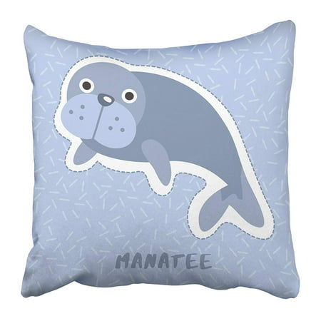 Kids Animal Pillows - ARHOME Colorful Adorable Manatee Cute Animal Alphabet Baby Cartoon Character Child Drawing Pillow Case Cushion Cover 20x20 inch