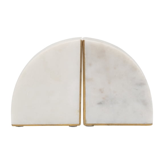 Set of Two Bookends 8" Set of White Marble Decorative Pie Bookends For Home or Office Gifts for Book - 4" x 2" x 5"