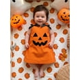 thumbnail image 4 of BemeyourBBs Toddler Baby Girls Halloween Dress Outfit Baby Girl Fall Pumpkin Overalls Dress Clothes Kids Cute Pumpkin Face Embroidery Sleeveless Tank Dress 12 18 24 Months 2 3 4 5 Years, 4 of 9