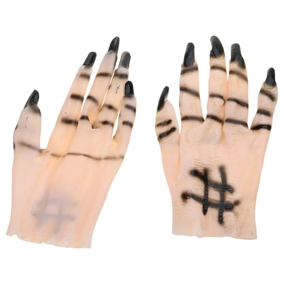 Yokua Spooky Ghosty Hand Shape Gloves Full Finger Mitten Halloween Gloves for Adult
