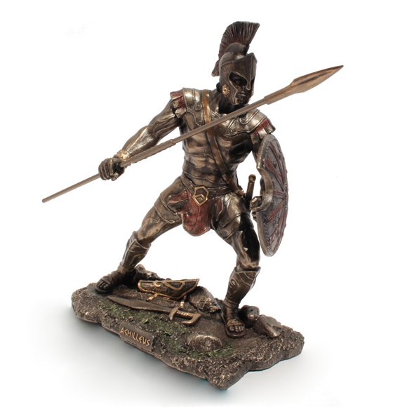 Achille Héros Grec de la Guerre de Trojan Bronze Froid 9 Pouces de Haut