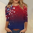 thumbnail image 2 of Women 250th Anniversary USA Shirt Women Patriotic Independence Day Shirt Women Crew Neck 3/4 Sleeve Casual Top, 2 of 5