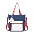 thumbnail image 3 of ibiyuan School Backpack Canvas Tote Bag Teen Breathable School Bag with Large Pockets Geometric Back To School Supplies Casual High School College,One Size,Wine, 3 of 4