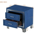 thumbnail image 3 of Nightstand with 2 Drawers and Metal Legs, Mid Century Velvet Nightstand for Bedroom, Full Assembled Except Legs and Handles, 3 of 7