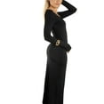 thumbnail image 4 of Jess by Meiko Women's Dress Long Sleeves Square Neck Thumb Hole Bodycon Sculpt Maxi Dress XS Black, 4 of 7