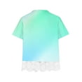 thumbnail image 4 of Diufon Girls Gradient Printed T-Shirts Round Neck Short Sleeve Tees Summer Hem Lace Patchwork Tops, 4 of 4