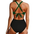 thumbnail image 4 of Aoochasliy Swimsuit Clothes Women Front Cross Cutout One-Piece Swimsuits Swimwear Tankini Monokini Beachwear, 4 of 5