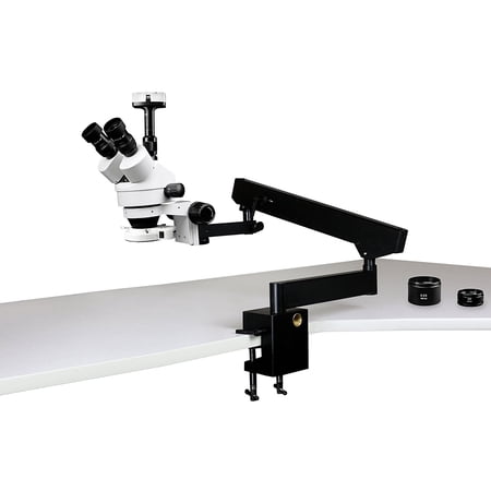 Vision Scientific Trinocular Zoom Stereo Microscope  10x WF Eyepiece  3.5x—90x Magnification  0.5x & 2x Auxiliary Lens  Articulating Arm Clamp Stand  144-LED Ring Light  3.0MP Digital Eyepiece Camera price history on PriceWatchPro