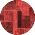 thumbnail image 1 of Ahgly Company Machine Washable Indoor Round Patchwork Red Transitional Area Rugs, 7' Round, 1 of 4