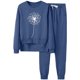 thumbnail image 1 of Gibobby Conjuntos de sudadera con bloques Trajes informales con estampado de diente de león, cuello redondo, manga larga y pantalones largos para mujer para l(Azul oscuro,CH), 1 of 4