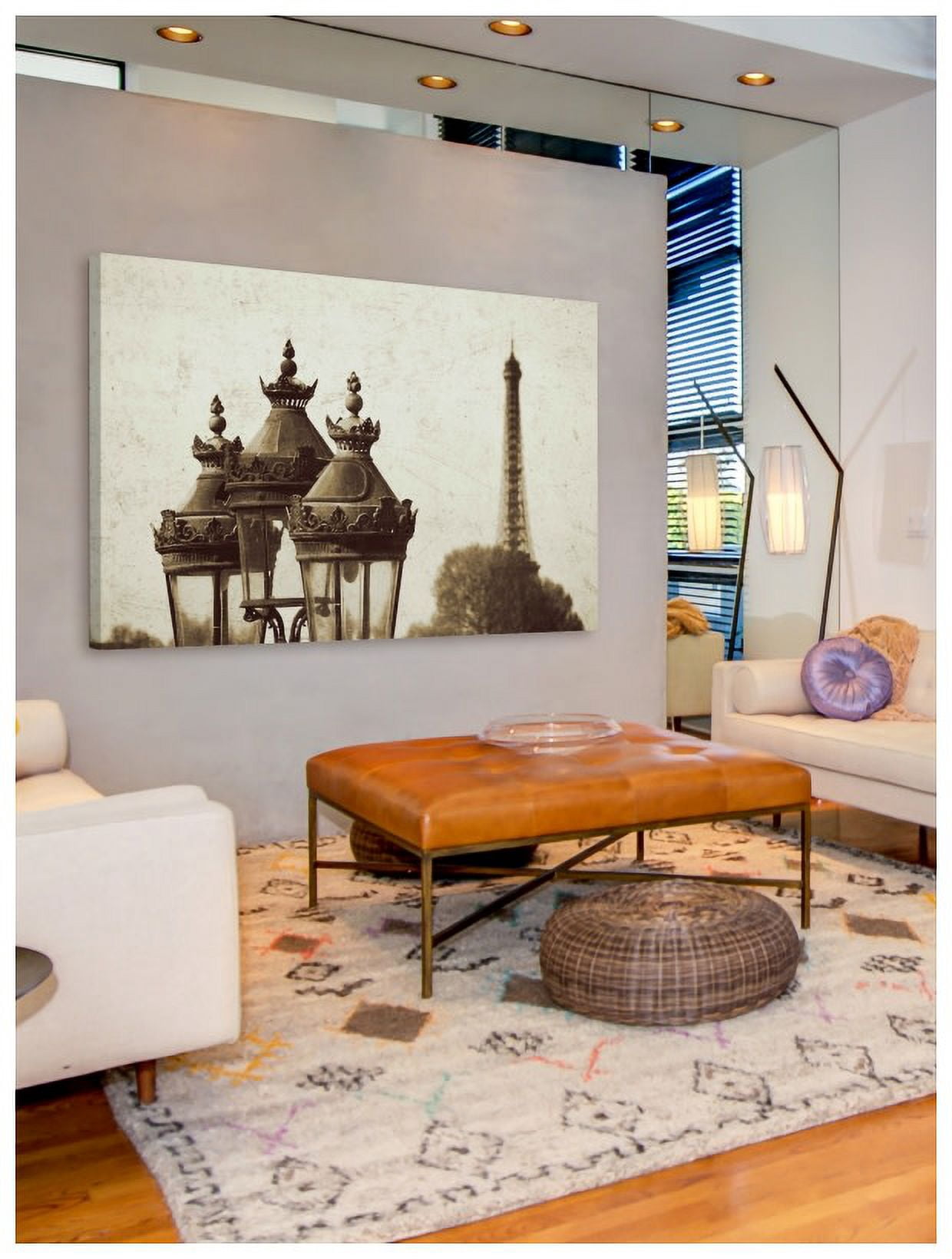 "Lamps and Eiffel Tower" Painting Print on Wrapped Canvas