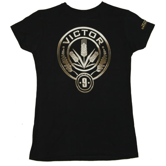 Hunger Games Juniors Girls T-Shirt - District 9 Victor Triple Wheat Stalk Image (Small)