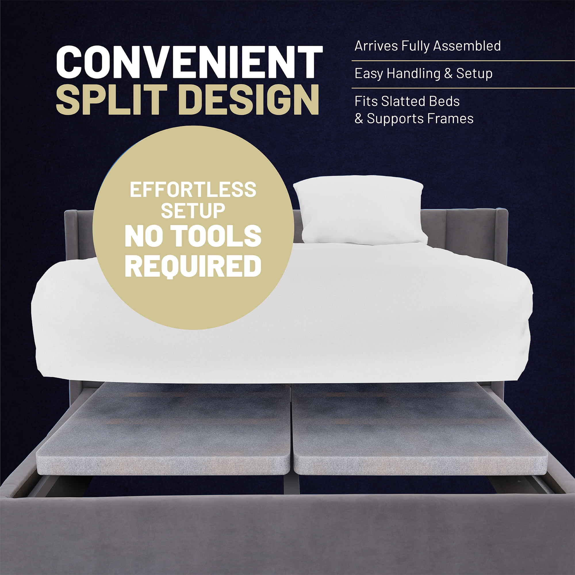 Continental Sleep, 1.5" Split Wood Bunkie Board Full Size Bed, 2-Piece Under Mattress Support, Fully Assembled, Fabric Ventilation Cover-Replaces Wooden Slats or Box Spring for Bed Frames