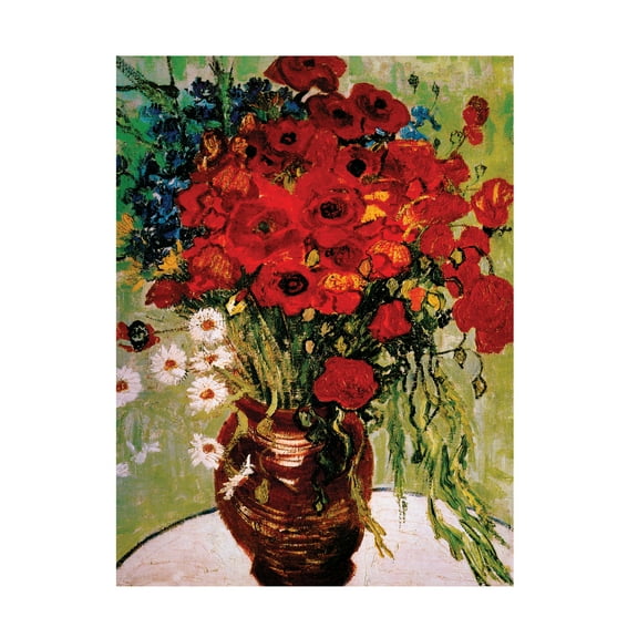 Trademark Fine Art Vincent van Gogh Daisies and Poppies Canvas Wall Art - 18x24
